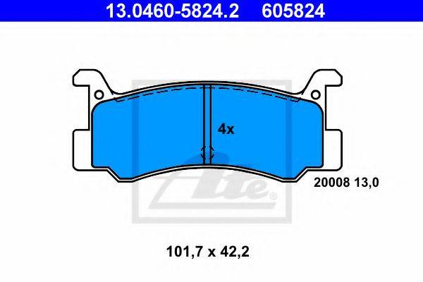 Комплект тормозных колодок, дисковый тормоз ATE 13.0460-5824.2