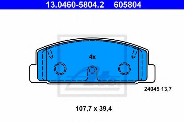 Комплект тормозных колодок, дисковый тормоз ATE 13.0460-5804.2