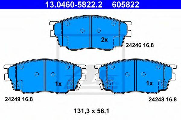 Комплект тормозных колодок, дисковый тормоз ATE 13.0460-5822.2