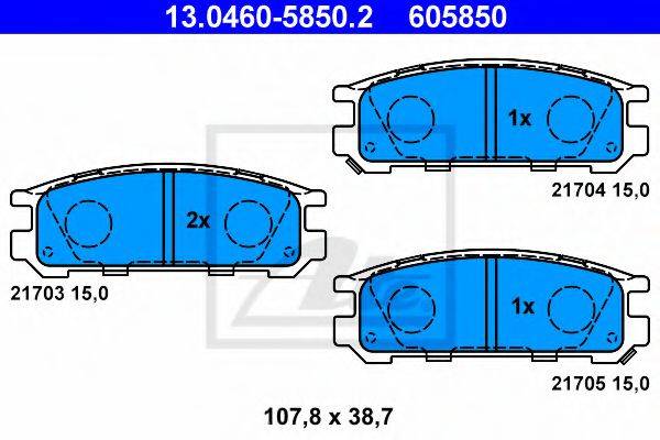 Комплект тормозных колодок, дисковый тормоз ATE 13.0460-5850.2