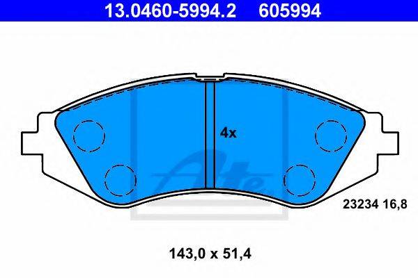 Комплект тормозных колодок, дисковый тормоз ATE 13.0460-5994.2