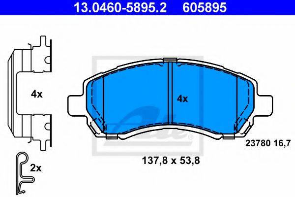 Комплект тормозных колодок, дисковый тормоз ATE 13.0460-5895.2