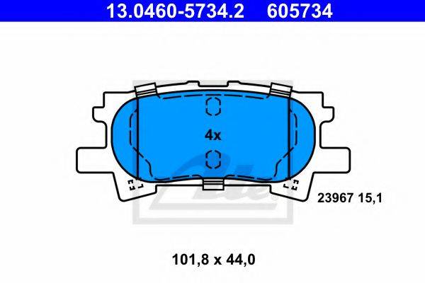 Комплект тормозных колодок, дисковый тормоз ATE 13.0460-5734.2
