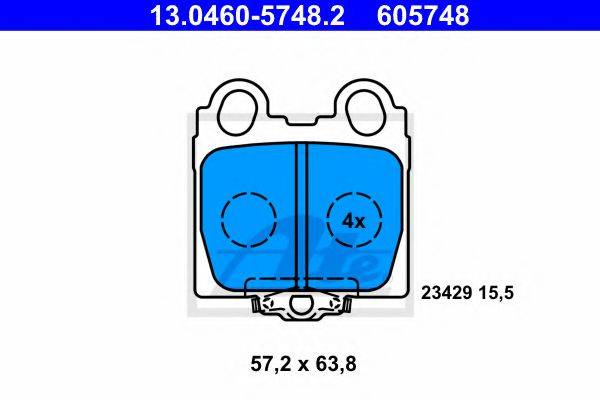 Комплект тормозных колодок, дисковый тормоз ATE 13.0460-5748.2