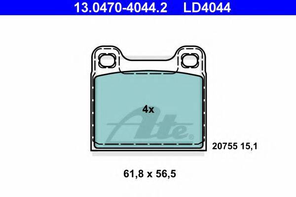 Комплект тормозных колодок, дисковый тормоз ATE 13.0470-4044.2