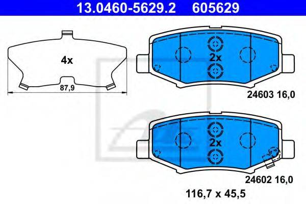 Комплект тормозных колодок, дисковый тормоз ATE 13.0460-5629.2