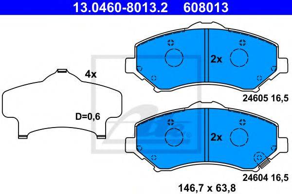 Комплект гальмівних колодок, дискове гальмо ATE 13.0460-8013.2