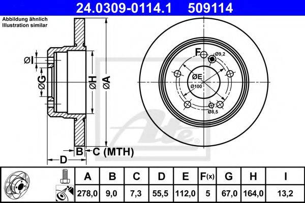 Тормозной диск ATE 24.0309-0114.1