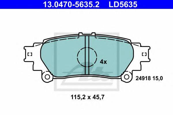Комплект тормозных колодок, дисковый тормоз ATE 13.0470-5635.2