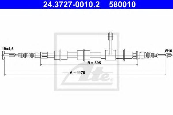 Трос, стояночная тормозная система ATE 24.3727-0010.2