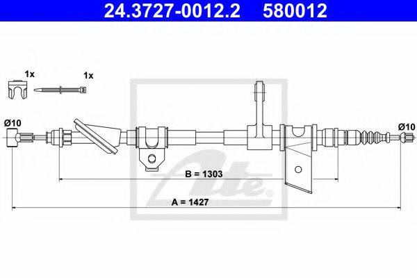 Трос, стояночная тормозная система ATE 24.3727-0012.2