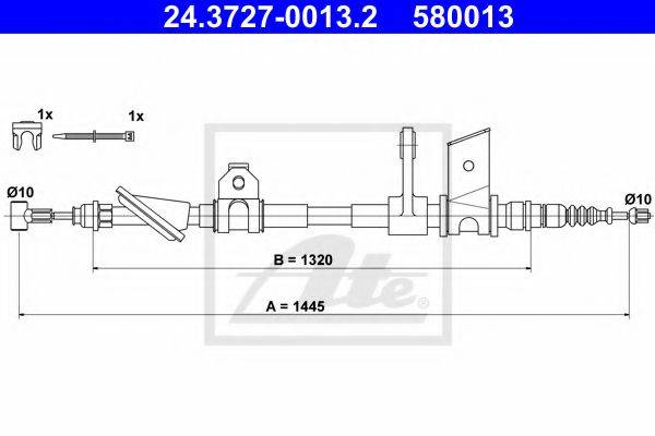 Трос, стояночная тормозная система ATE 24.3727-0013.2