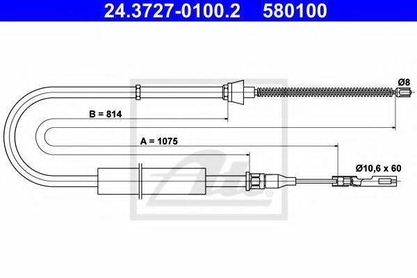 Трос, стояночная тормозная система ATE 24.3727-0100.2