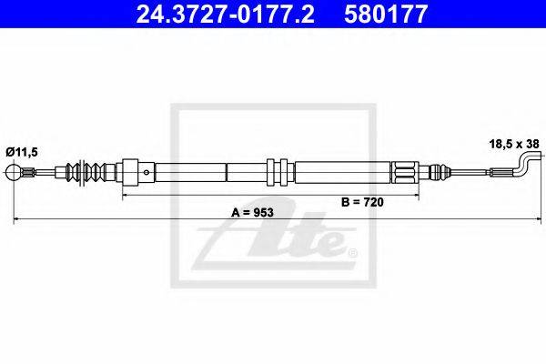 Трос, стояночная тормозная система ATE 24.3727-0177.2