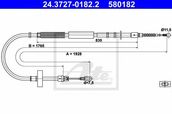 Трос, стоянкова гальмівна система ATE 24.3727-0182.2