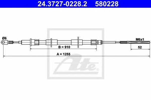 Трос, стояночная тормозная система ATE 24.3727-0228.2