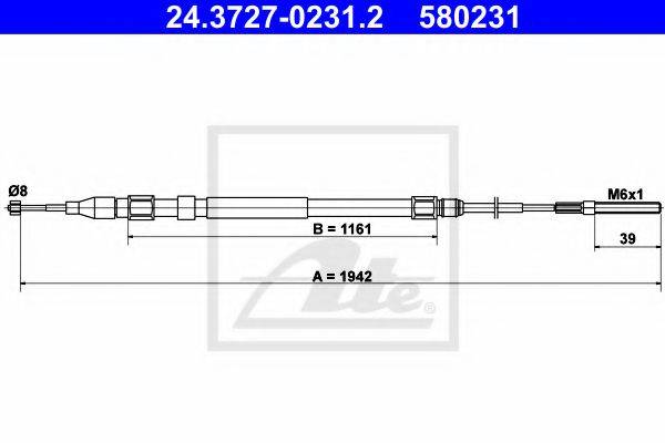 Трос, стояночная тормозная система ATE 24.3727-0231.2