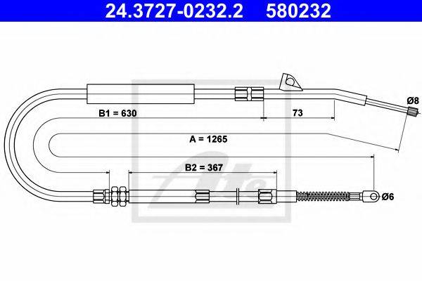 Трос, стояночная тормозная система ATE 24.3727-0232.2