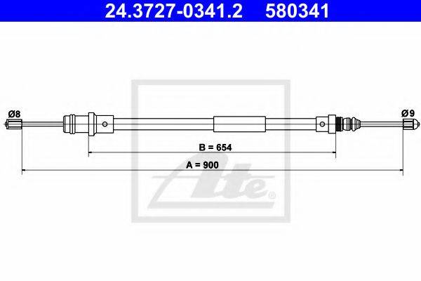 Трос, стояночная тормозная система ATE 24.3727-0341.2