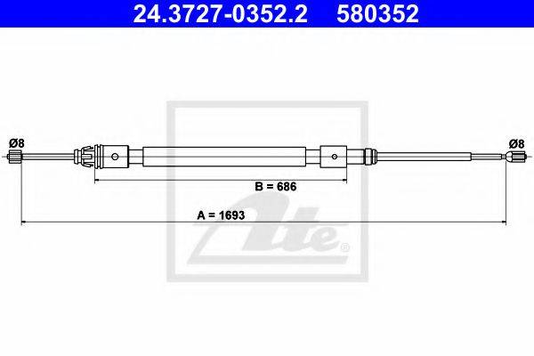 Трос, стояночная тормозная система ATE 24.3727-0352.2