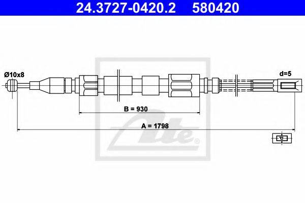 Трос, стоянкова гальмівна система ATE 24.3727-0420.2