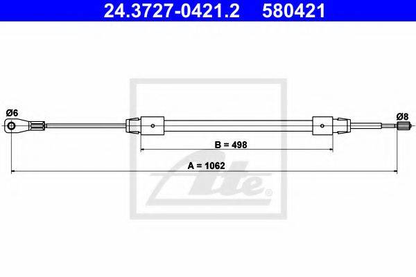 Трос, стояночная тормозная система ATE 24.3727-0421.2