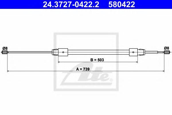 Трос, стоянкова гальмівна система ATE 24.3727-0422.2