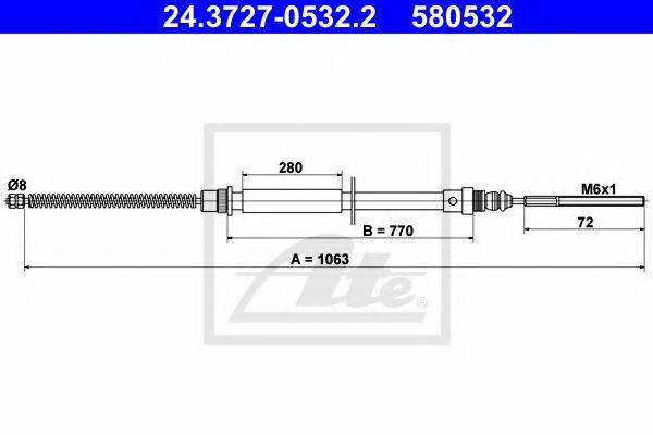 Трос, стояночная тормозная система ATE 24.3727-0532.2