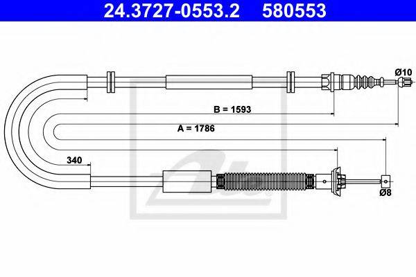Трос, стоянкова гальмівна система ATE 24.3727-0553.2
