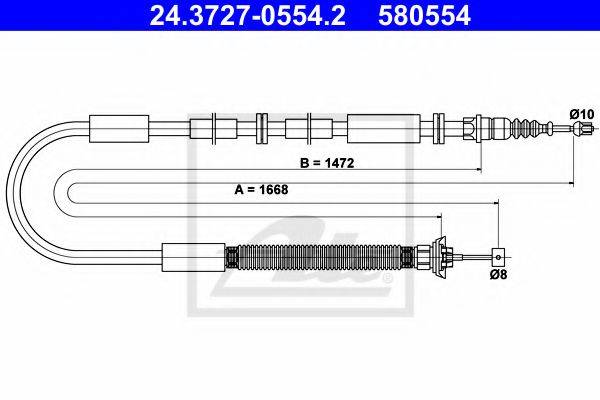 Трос, стоянкова гальмівна система ATE 24.3727-0554.2