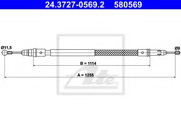 Трос, стояночная тормозная система ATE 24.3727-0569.2