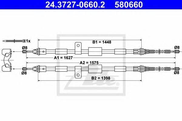 Трос, стоянкова гальмівна система ATE 24.3727-0660.2