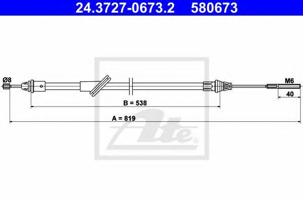 Трос, стояночная тормозная система ATE 24.3727-0673.2