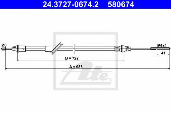 Трос, стояночная тормозная система ATE 24.3727-0674.2
