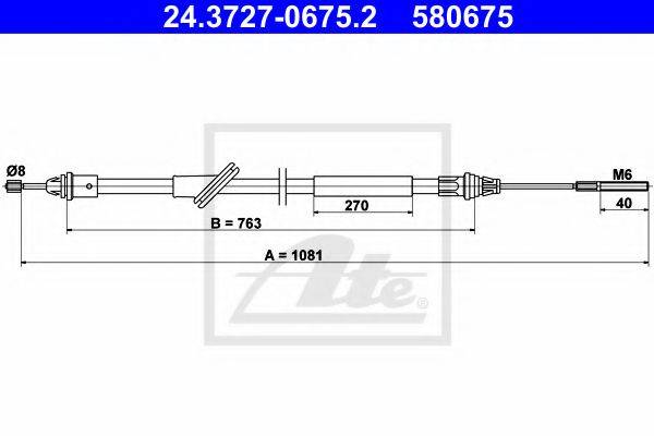 Трос, стояночная тормозная система ATE 24.3727-0675.2