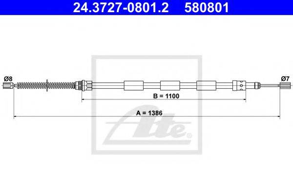 Трос, стояночная тормозная система ATE 24.3727-0801.2