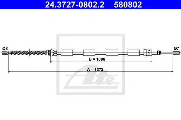 Трос, стояночная тормозная система ATE 24.3727-0802.2