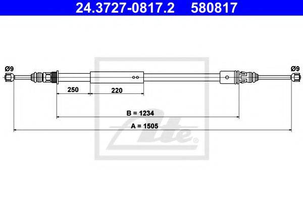 Трос, стояночная тормозная система ATE 24.3727-0817.2