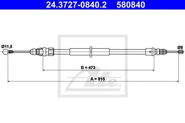 Трос, стояночная тормозная система ATE 24.3727-0840.2
