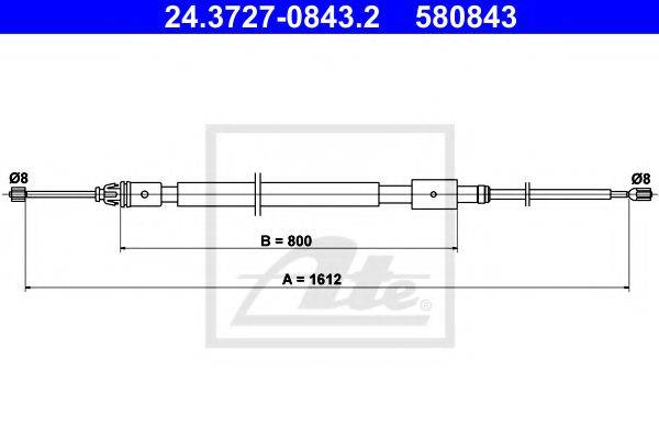 Трос, стояночная тормозная система ATE 24.3727-0843.2