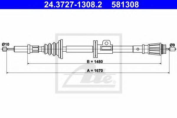 Трос, стоянкова гальмівна система ATE 24.3727-1308.2