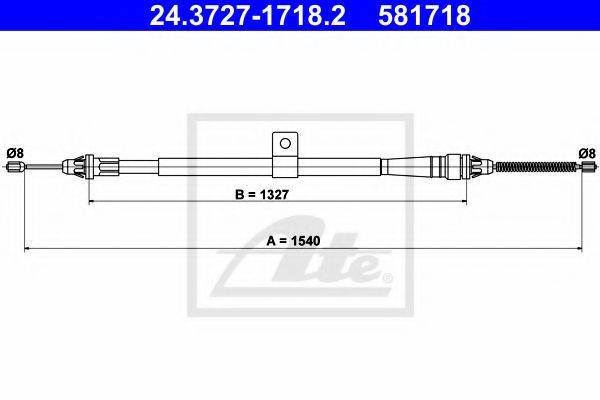 Трос, стояночная тормозная система ATE 24.3727-1718.2