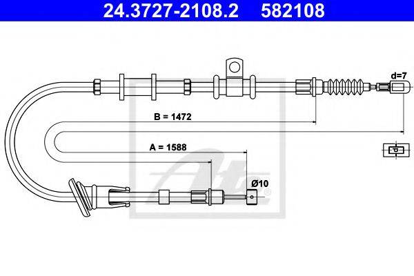 Трос, стояночная тормозная система ATE 24.3727-2108.2