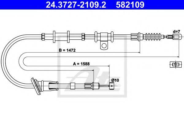 Трос, стояночная тормозная система ATE 24.3727-2109.2