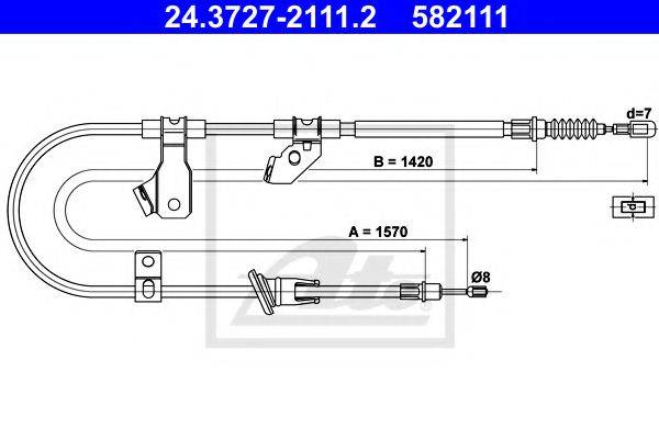 Трос, стояночная тормозная система ATE 24.3727-2111.2