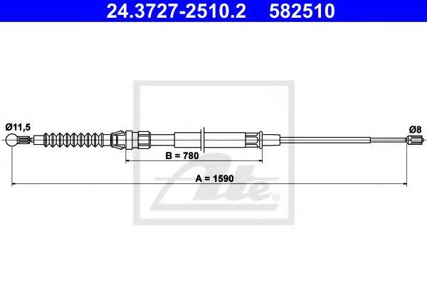 Трос, стояночная тормозная система ATE 24.3727-2510.2