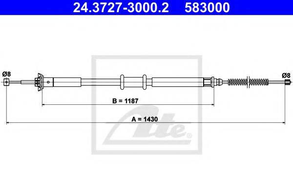 Трос, стояночная тормозная система ATE 24.3727-3000.2