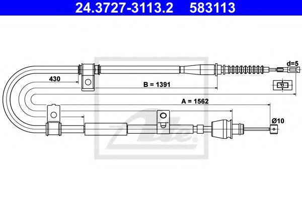 Трос, стоянкова гальмівна система ATE 24.3727-3113.2
