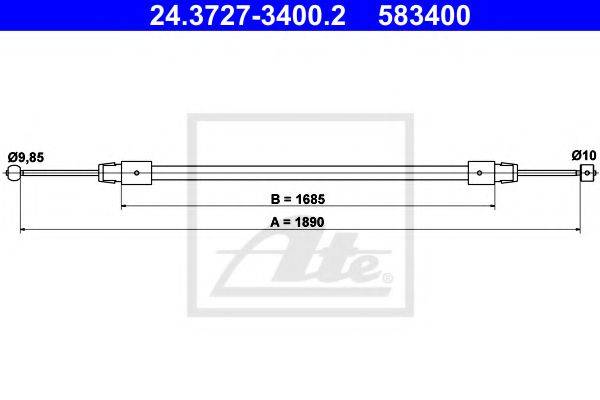 Трос, стояночная тормозная система ATE 24.3727-3400.2