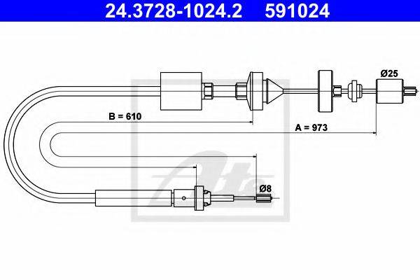 Трос, управление сцеплением ATE 24.3728-1024.2